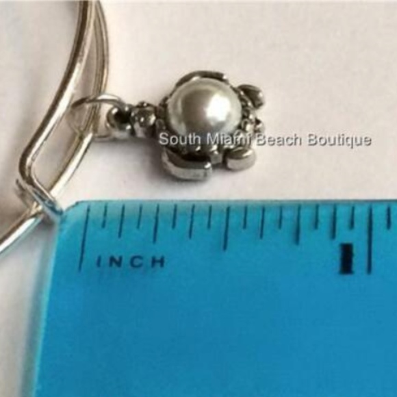 Sea Turtle Charm Bracelet Silver Plated White Pearl Nautical Beach Island - Picture 8 of 8